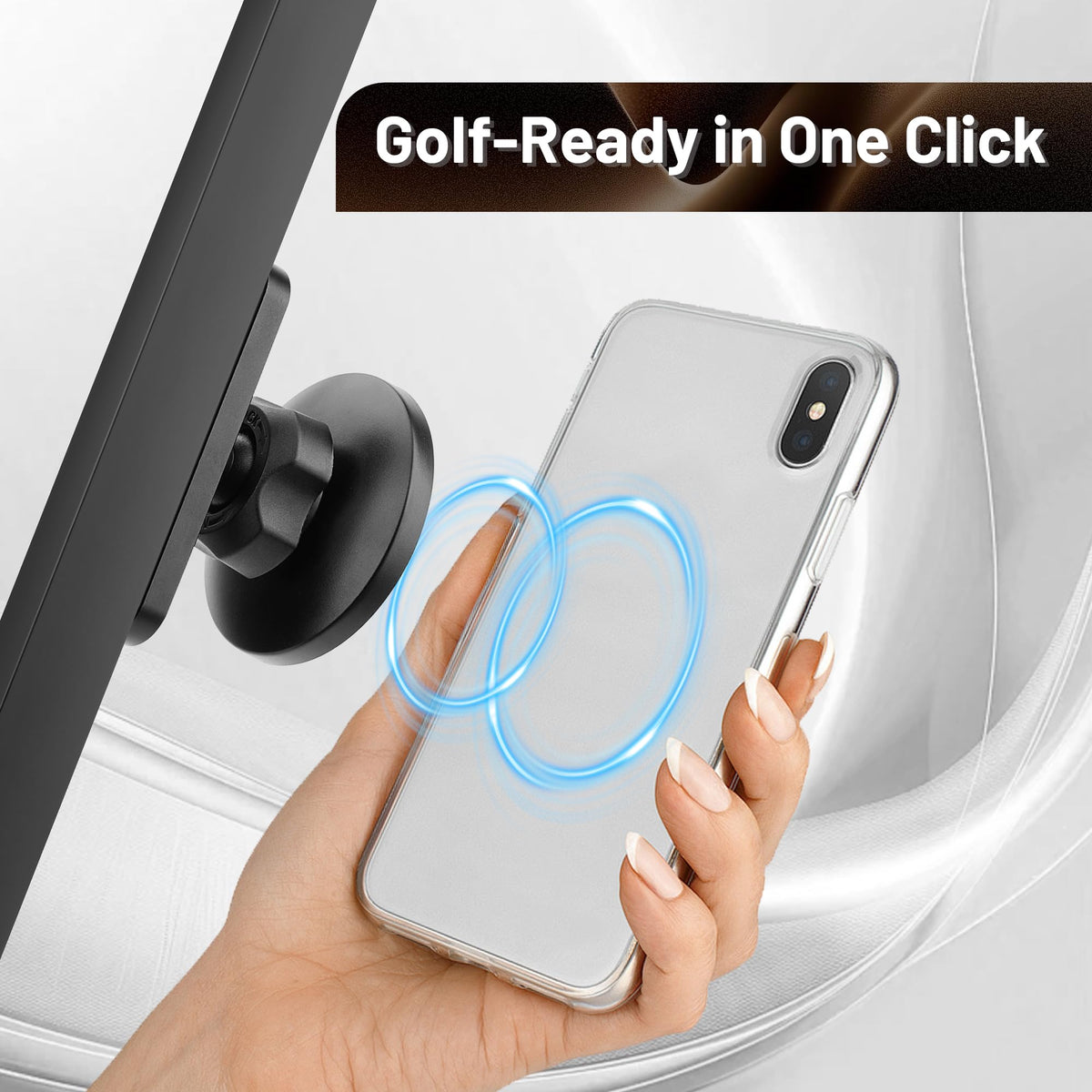 Amviner MagSafe magnet securely holds iPhone on bumpy rides.