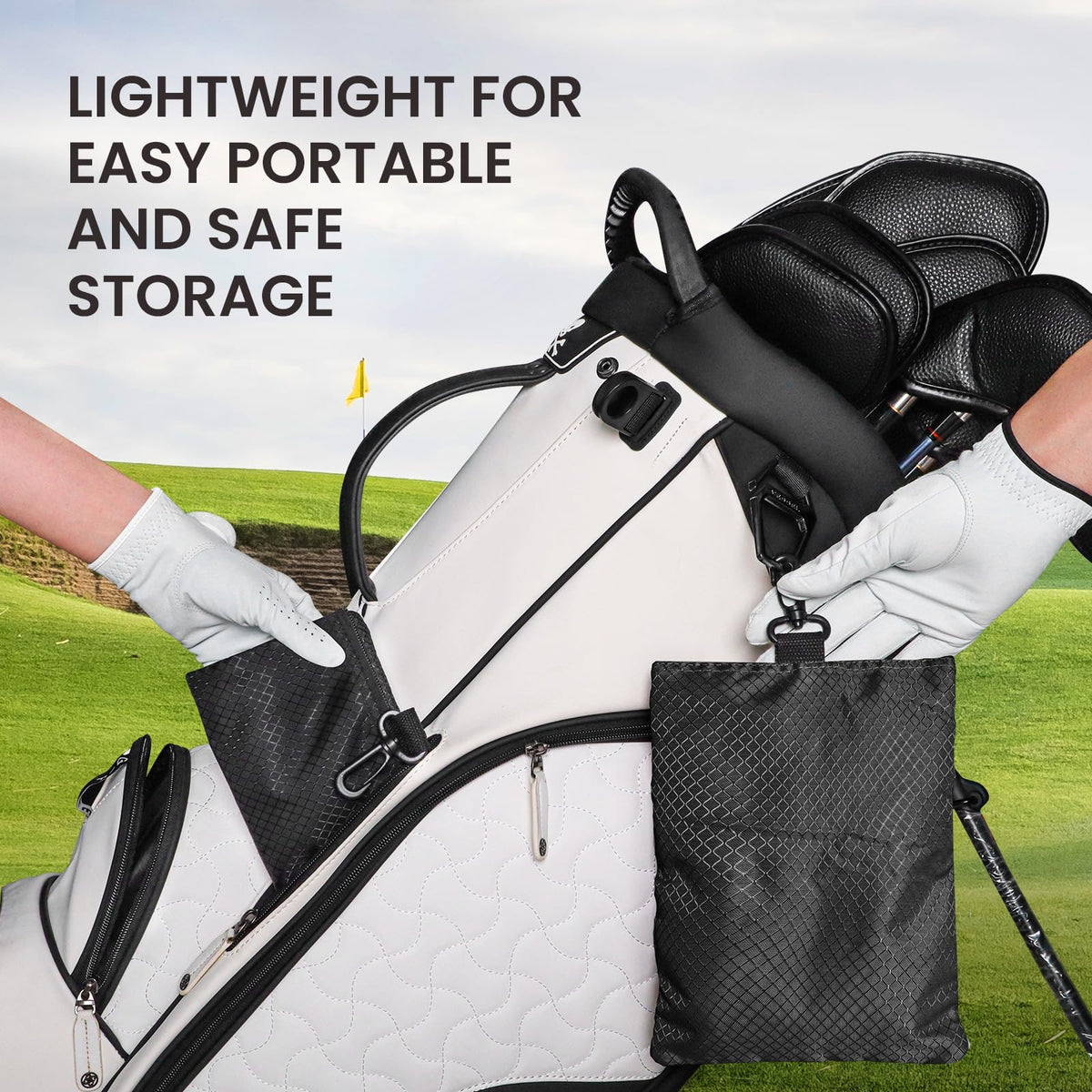 Amy Sport golf bag pouch hook for easy hang on cart or locker.