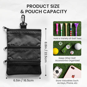 Amy Sport golf bag pouch with 10 wood tees included for ready-to-go setup.