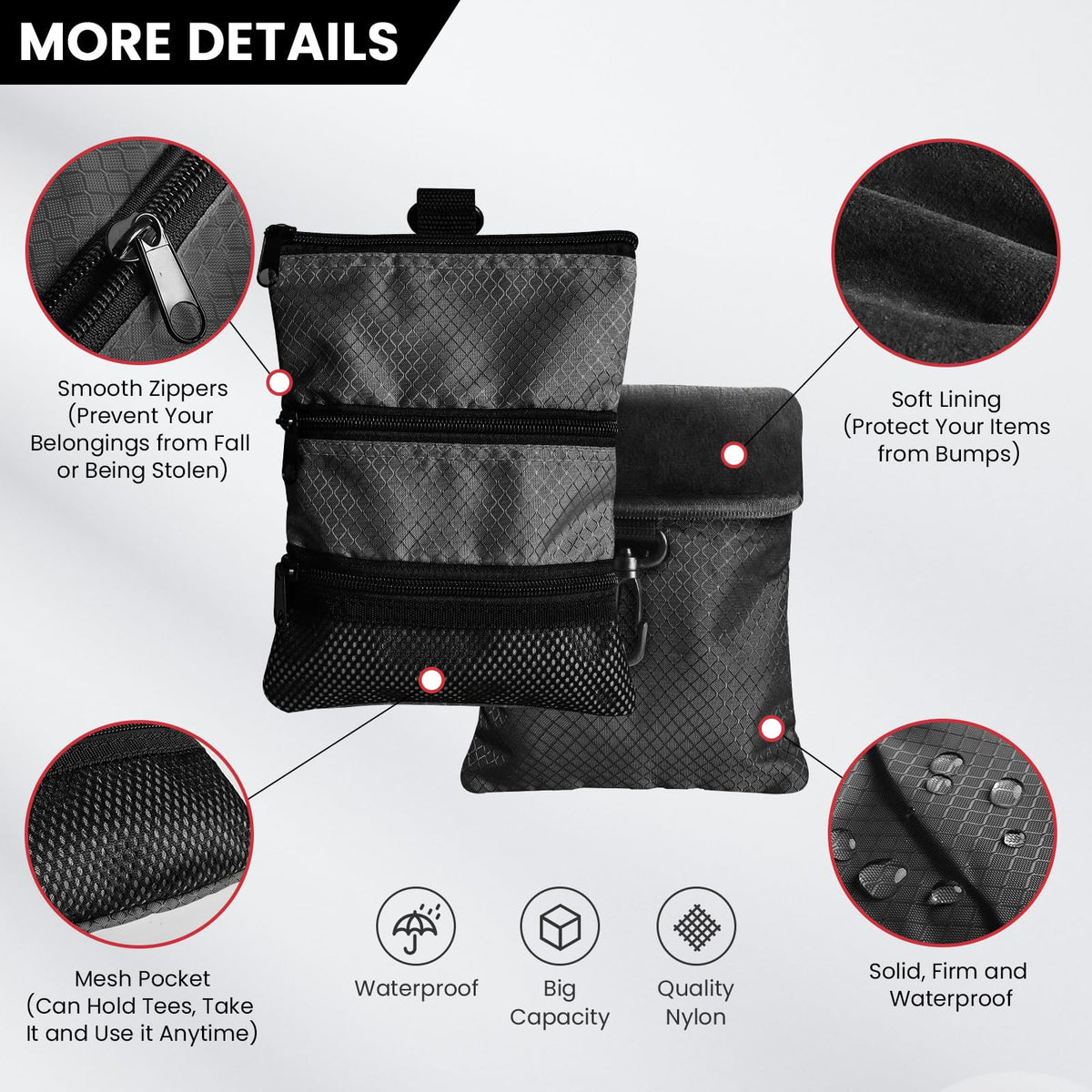 Amy Sport golf bag with three zippered pockets for smooth access to essentials.