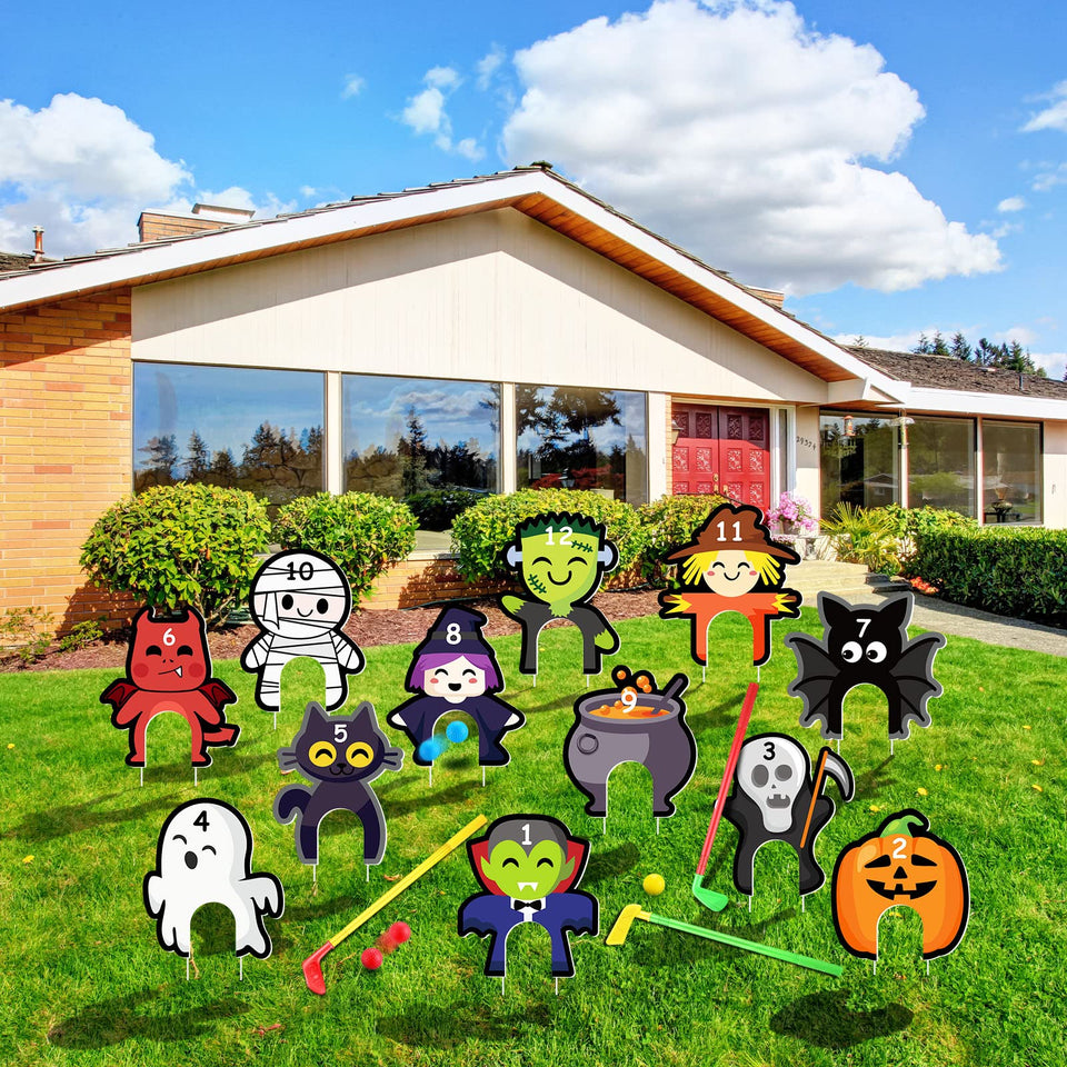 Amyhill Halloween golf signs set enhances indoor or outdoor decor and party fun.