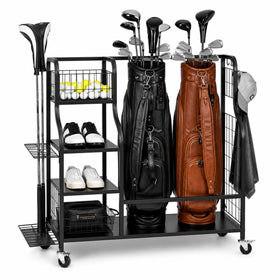 Angora Brands Golf Club Storage Rack holds two bags upright for easy access