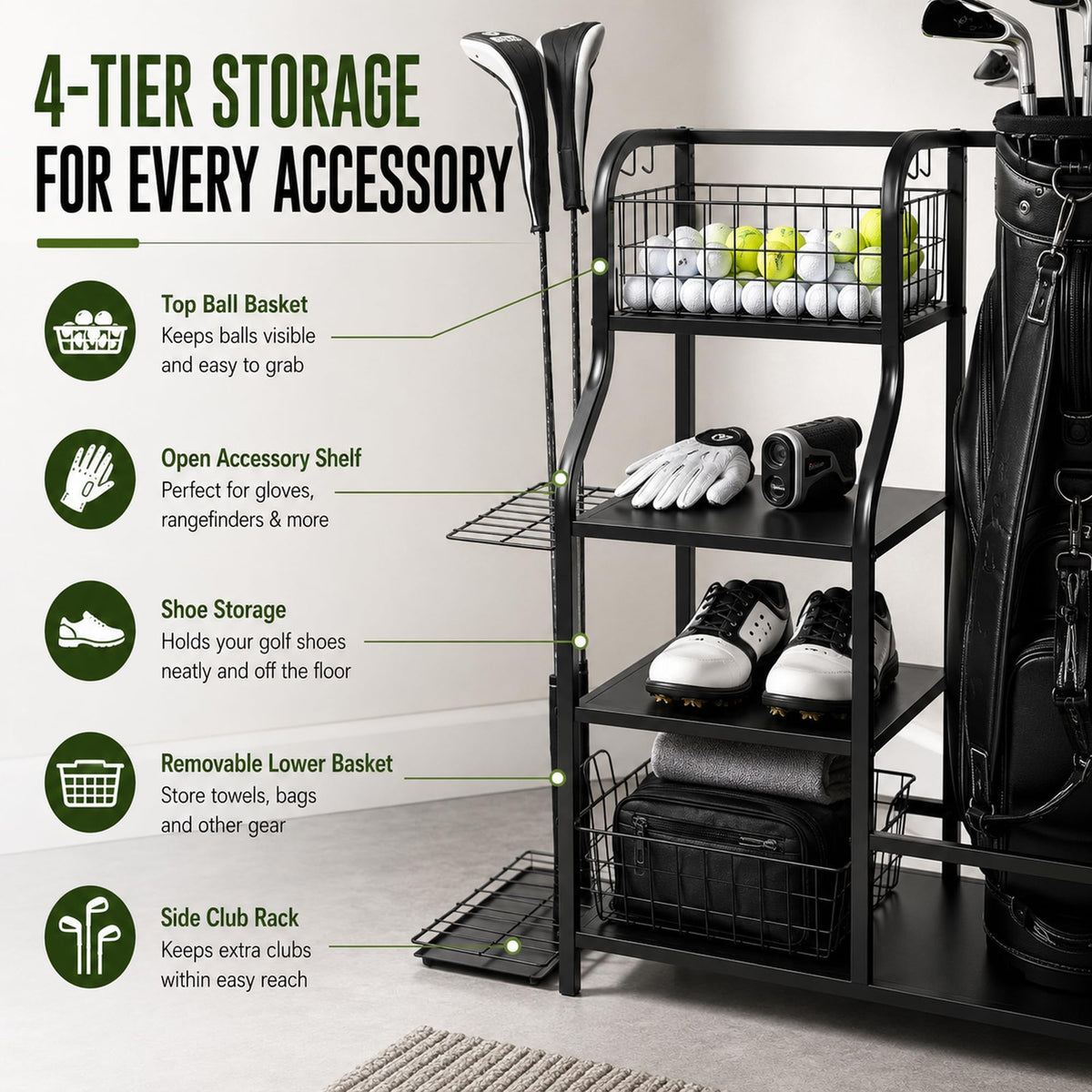 Angora Brands Golf Club Storage Rack easy assembly with hardware included