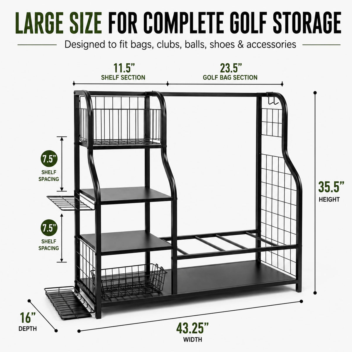 Angora Brands Golf Club Storage Rack heavy-duty steel construction for durability