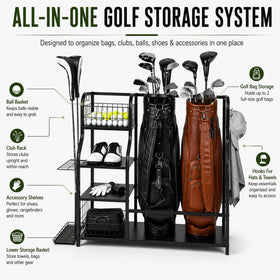 Angora Brands Golf Club Storage Rack stable, organized storage for golf gear