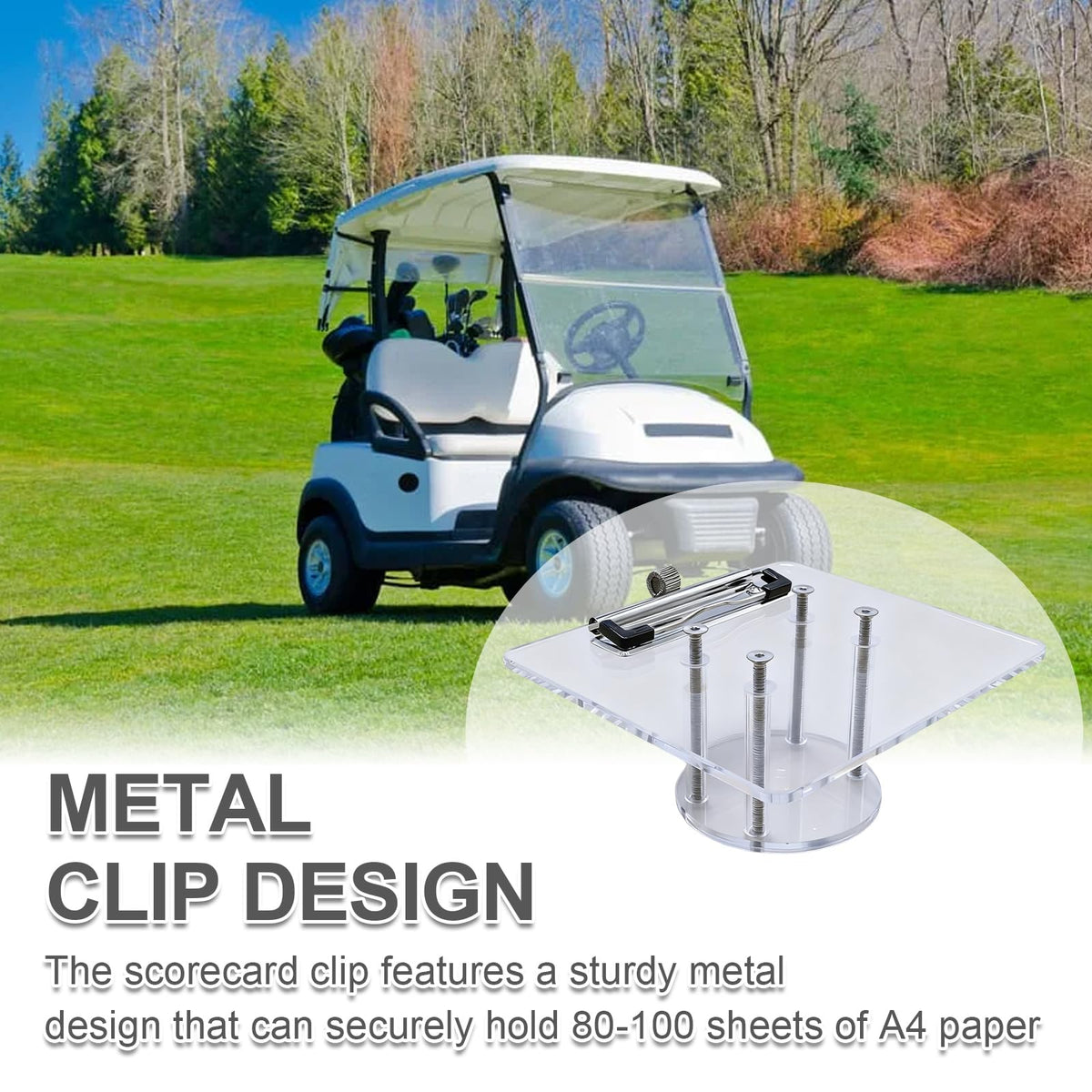 Anxingo golf scorecard holder holds 80–100 sheets securely.