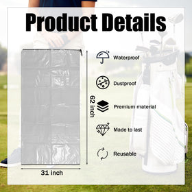 Aogigigio clear golf bag cover shields gear from dust.