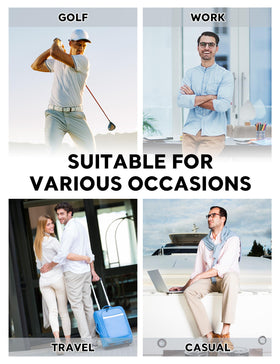 AOHIKE Golf Pants Men in-action image demonstrates flexible comfort during swings.