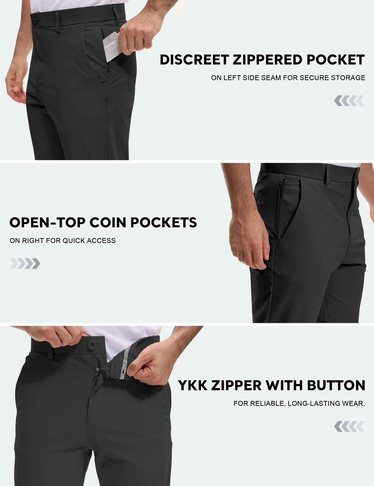 AOHIKE waistband with inner silicone grip helps keep shirts tucked.