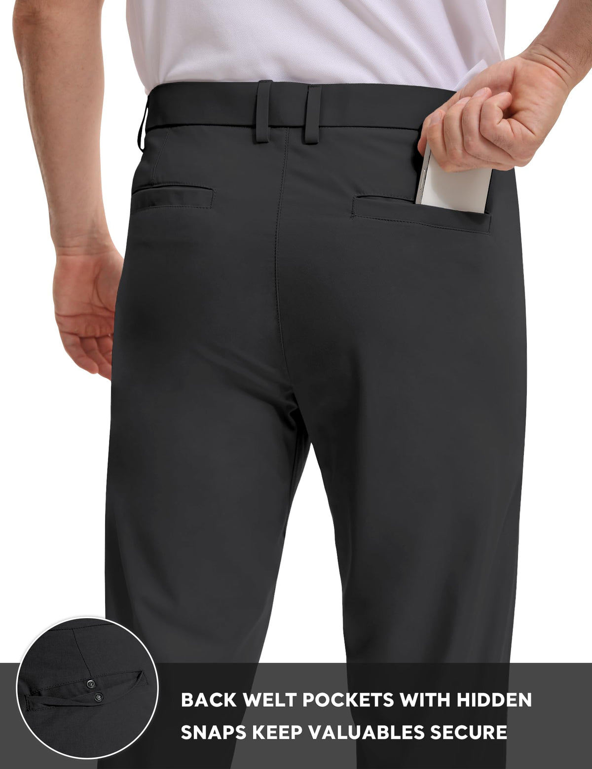 AOHIKE mens golf pants pocket detail highlighting six-pocket storage