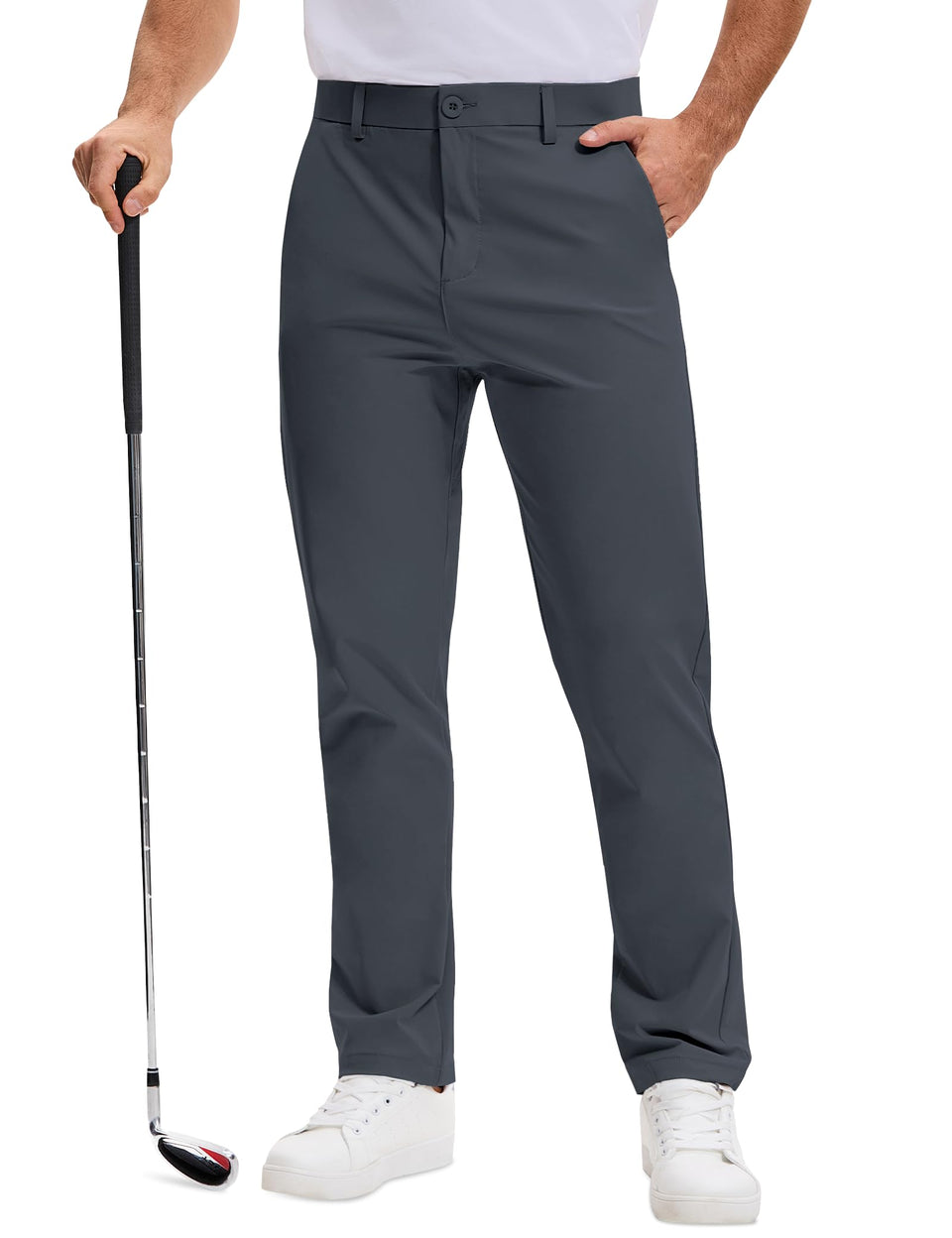 AOHIKE Mens Golf Pants Stretch with 6 pockets for secure on-course storage.
