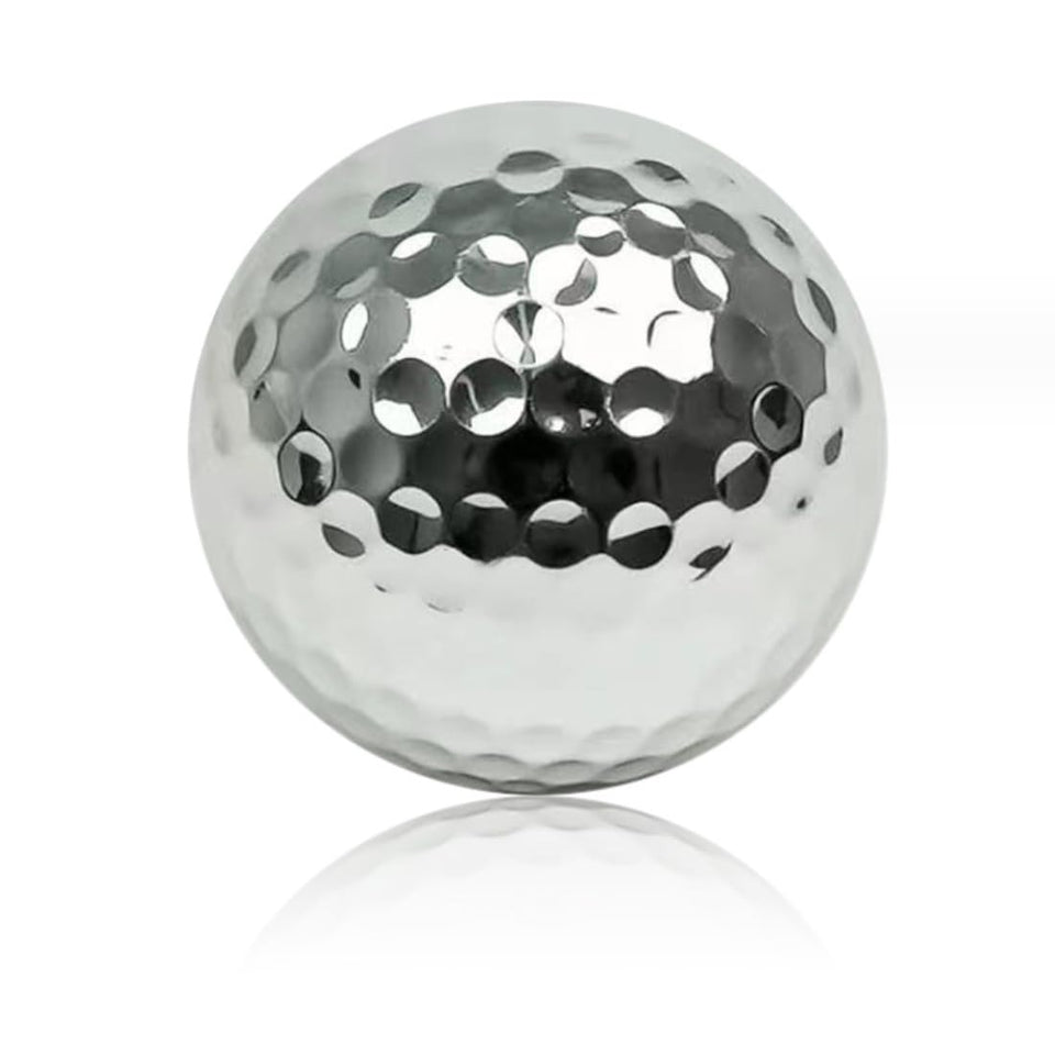 Aolowewin silver electroplated golf balls in a 6-pack for display.