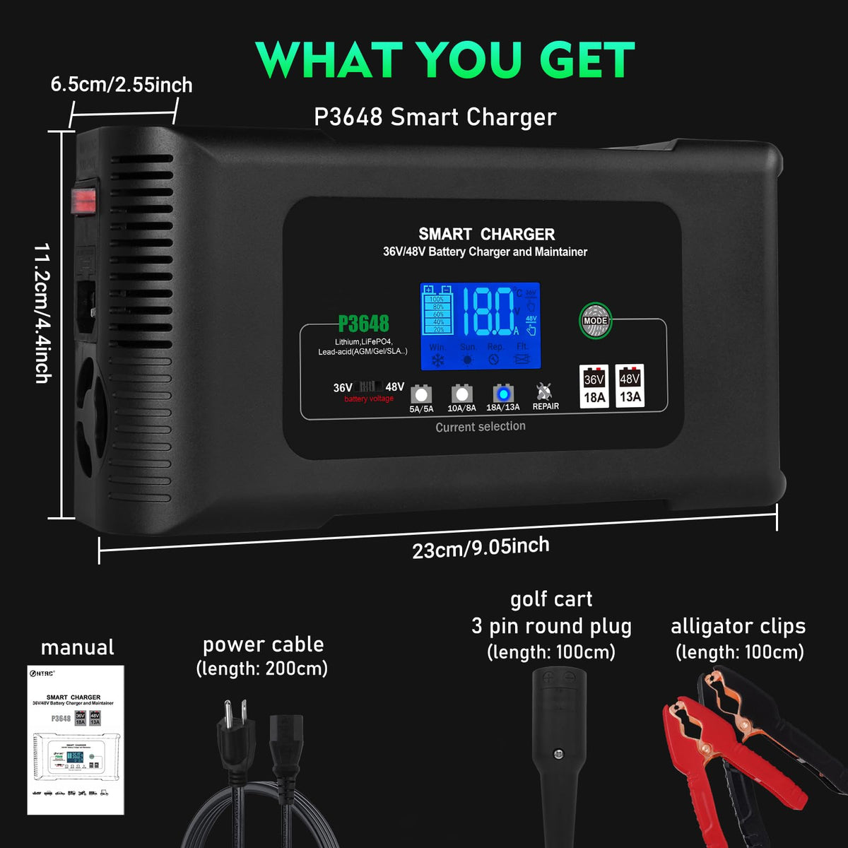 Aorika golf cart charger features built-in cooling for reliability.