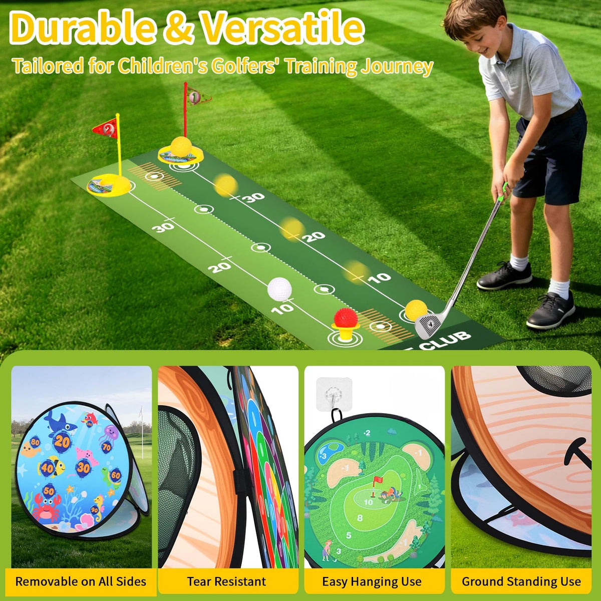 AOSITE Golf mat with soft turf feel for indoor outdoor practice