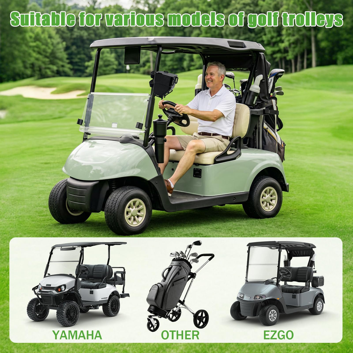 Compact design ideal for golf bag or trunk storage.