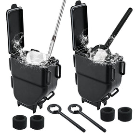 Apaspoil golf cart washer with dual brush front view for quick club cleaning.