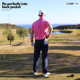 APEX GOLF PERFORMANCE golf log book captures shots and round details.