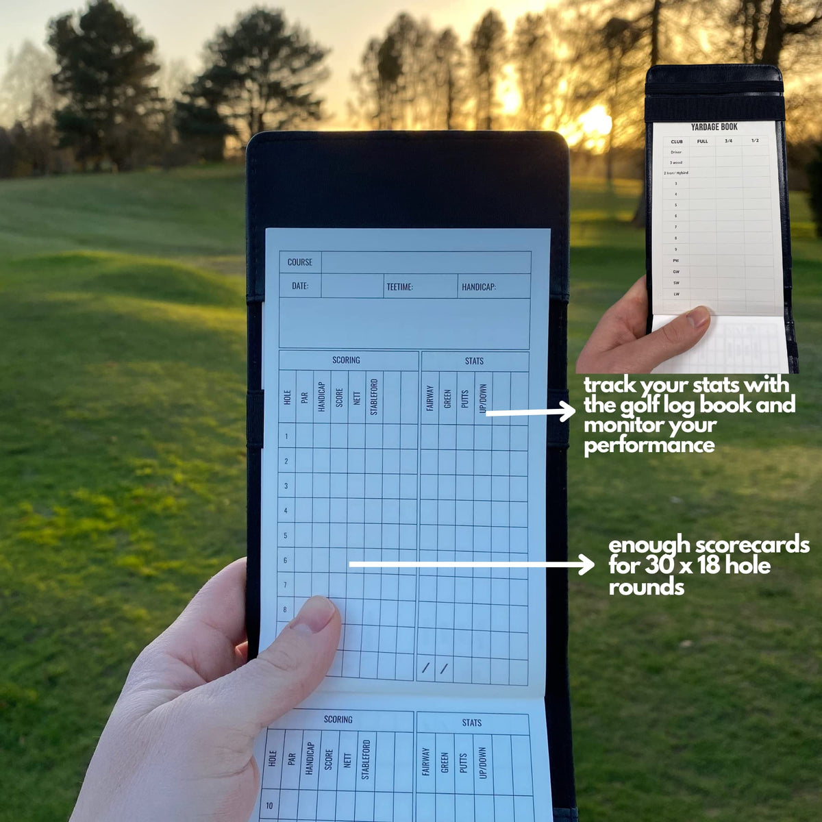 APEX GOLF PERFORMANCE rain-ready notebook supports all-weather rounds.