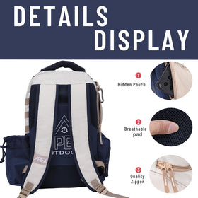Apex Outdoors disc golf bag back panel provides padded comfort for long rounds.