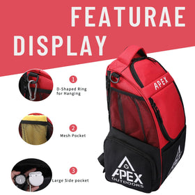Apex Outdoors Disc Golf Bag built from 600D polyester with rigid skeleton to stay upright