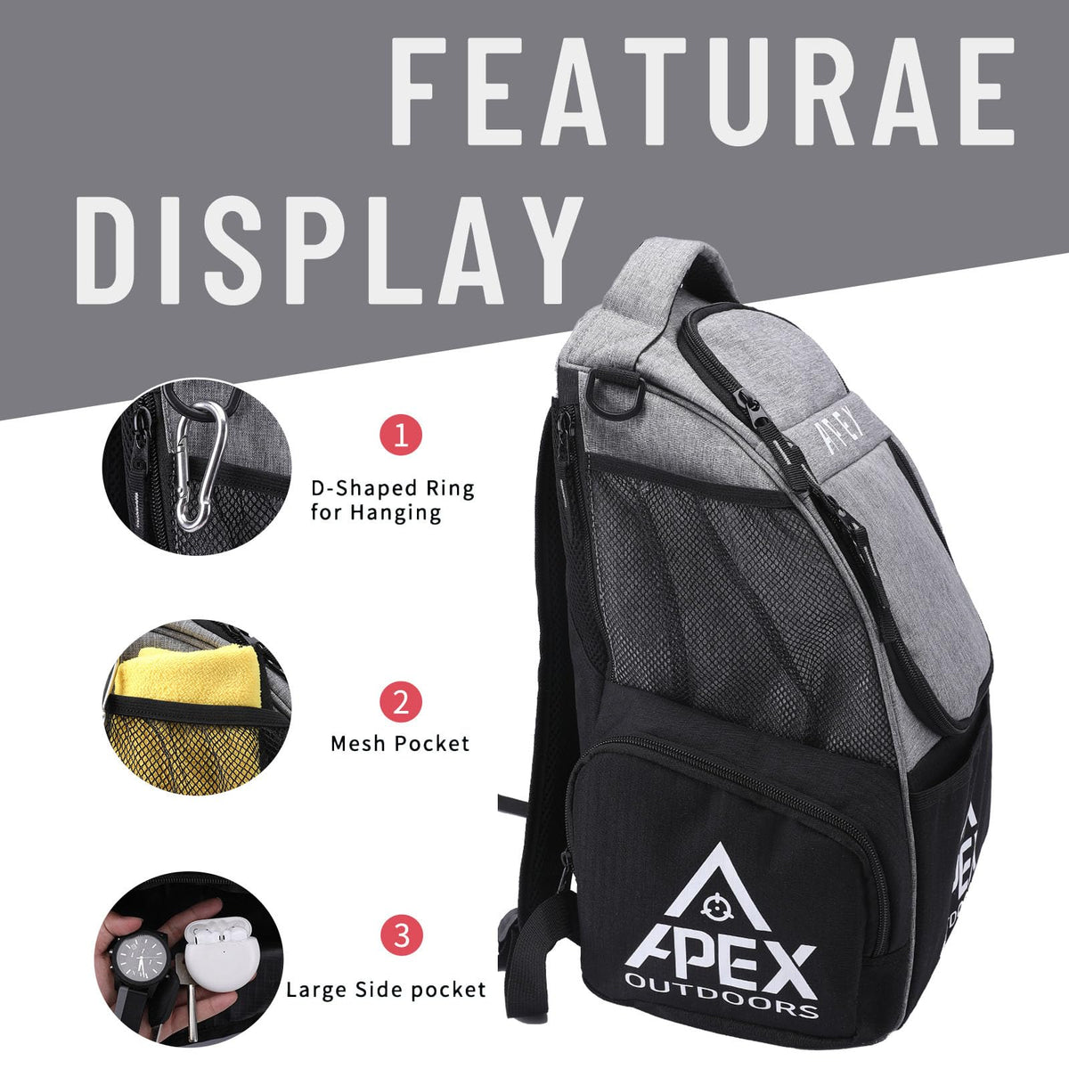Apex Outdoors disc golf bag with padded straps and back panel for comfortable all-day carrying