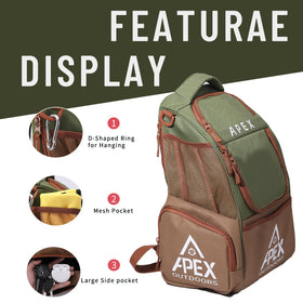 Apex Outdoors Disc Golf Bag lightweight design enhances portability on the course.