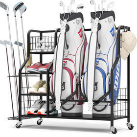 APEXCHASER golf storage organizer vertical rack reduces garage clutter.