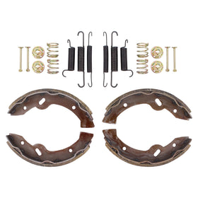 ApplianPar brake shoes with clamp springs and pins for EZGO Medalist, reliable stopping solution.