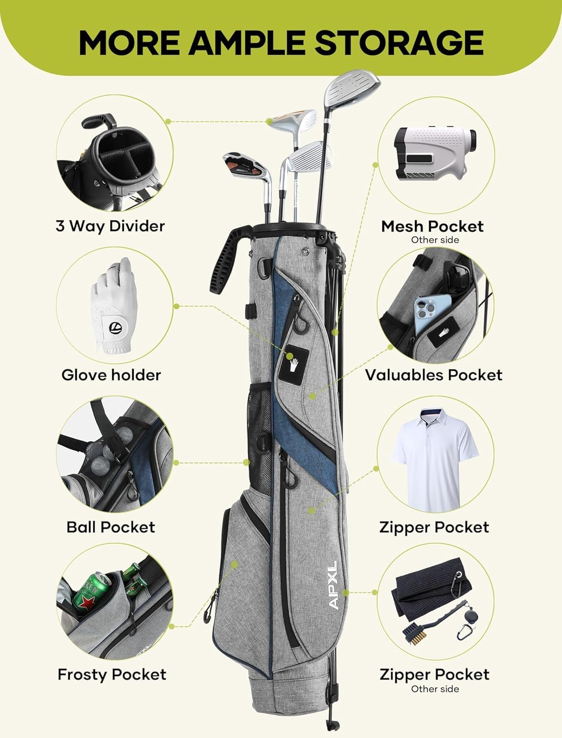 APXL dualflex stand system with aluminum rod offers stable upright parking.