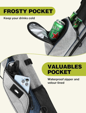 APXL ergonomic double strap provides comfortable, balanced carry for long walks.