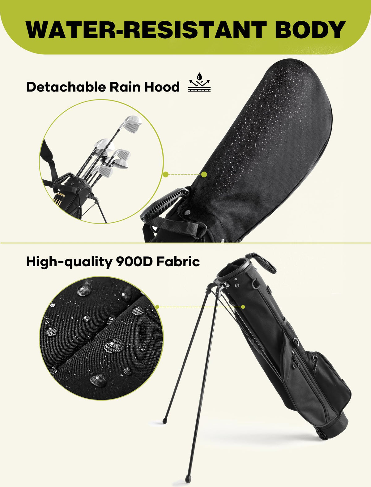 APXL stand bag weighs 3.4 pounds for easy carry during rounds.