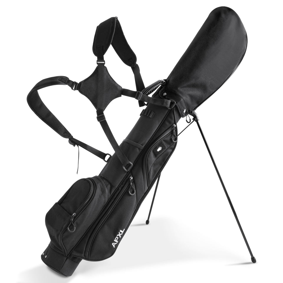 APXL small golf bag with 3-divider top keeps clubs organized for quick access.