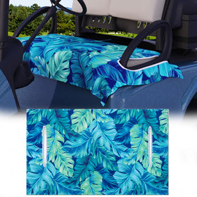 AQQA seat cover on a two-seat cart demonstrates universal fit