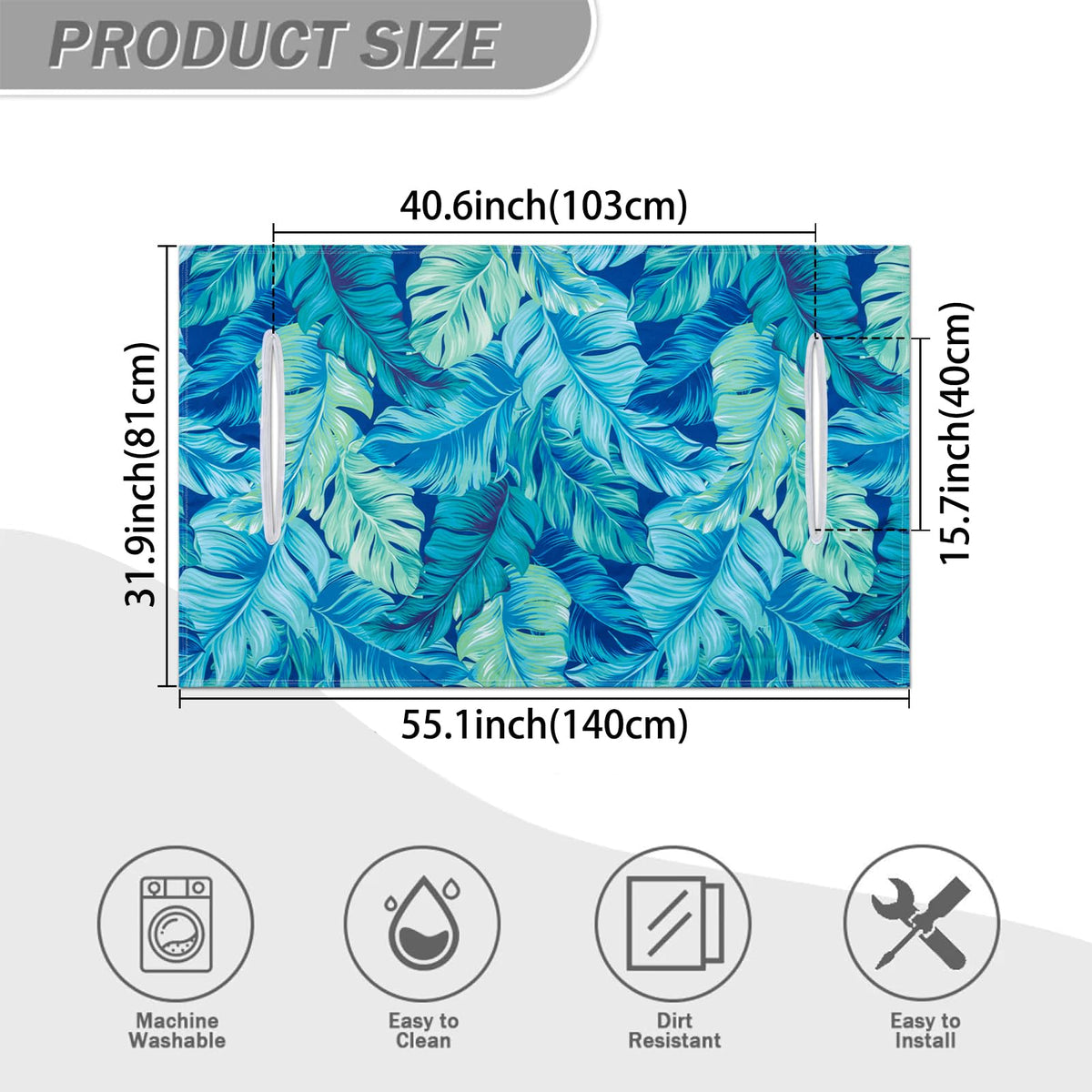 AQQA universal size illustration shows 55x32 inch coverage