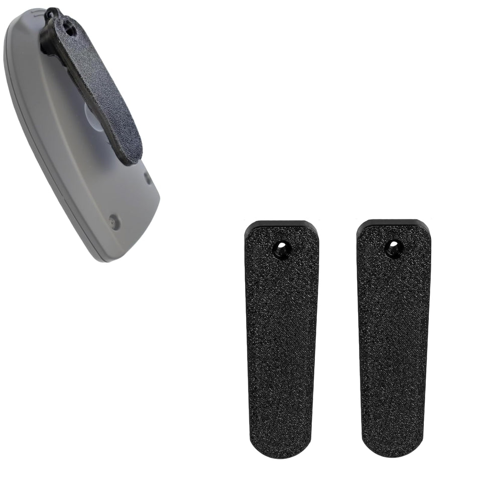 Arbemtuia remote belt clip secured to MGI Navigator for stable on-course use