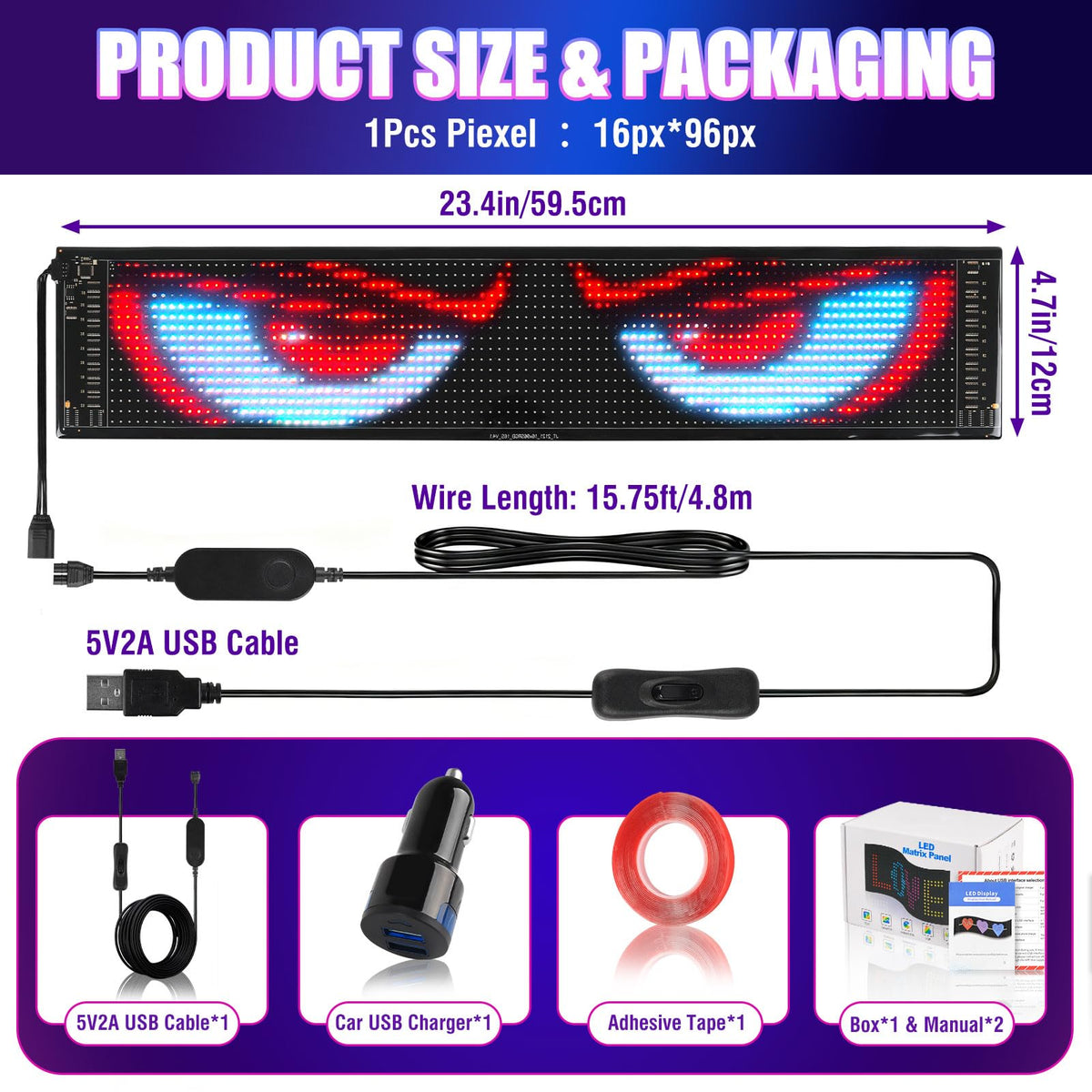 Archerest 23x5in dynamic display highlights custom text and graphics for personalized signage.