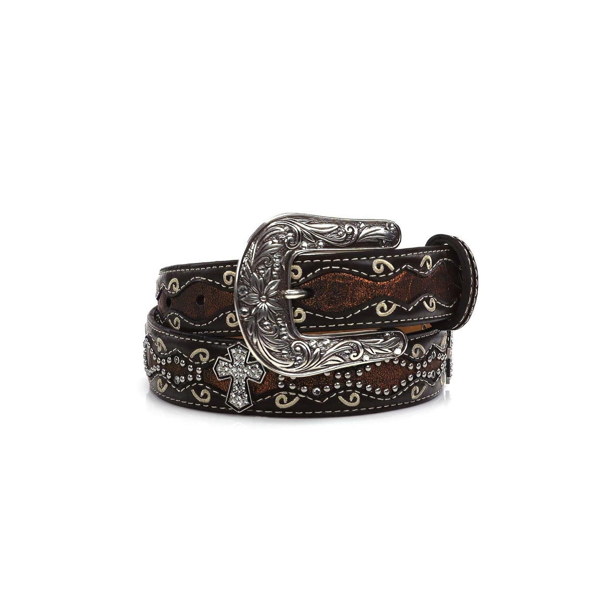 Scalloped inlay and croc print elevate ARIAT design.