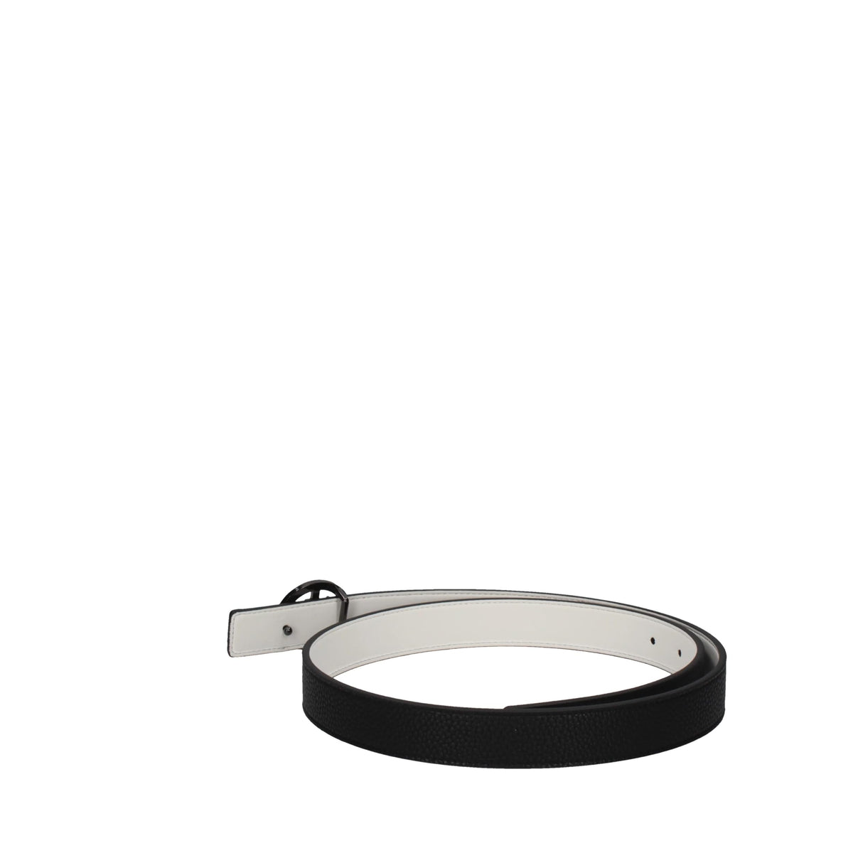 Armani Exchange belt shows reversible inside detail for versatile styling.