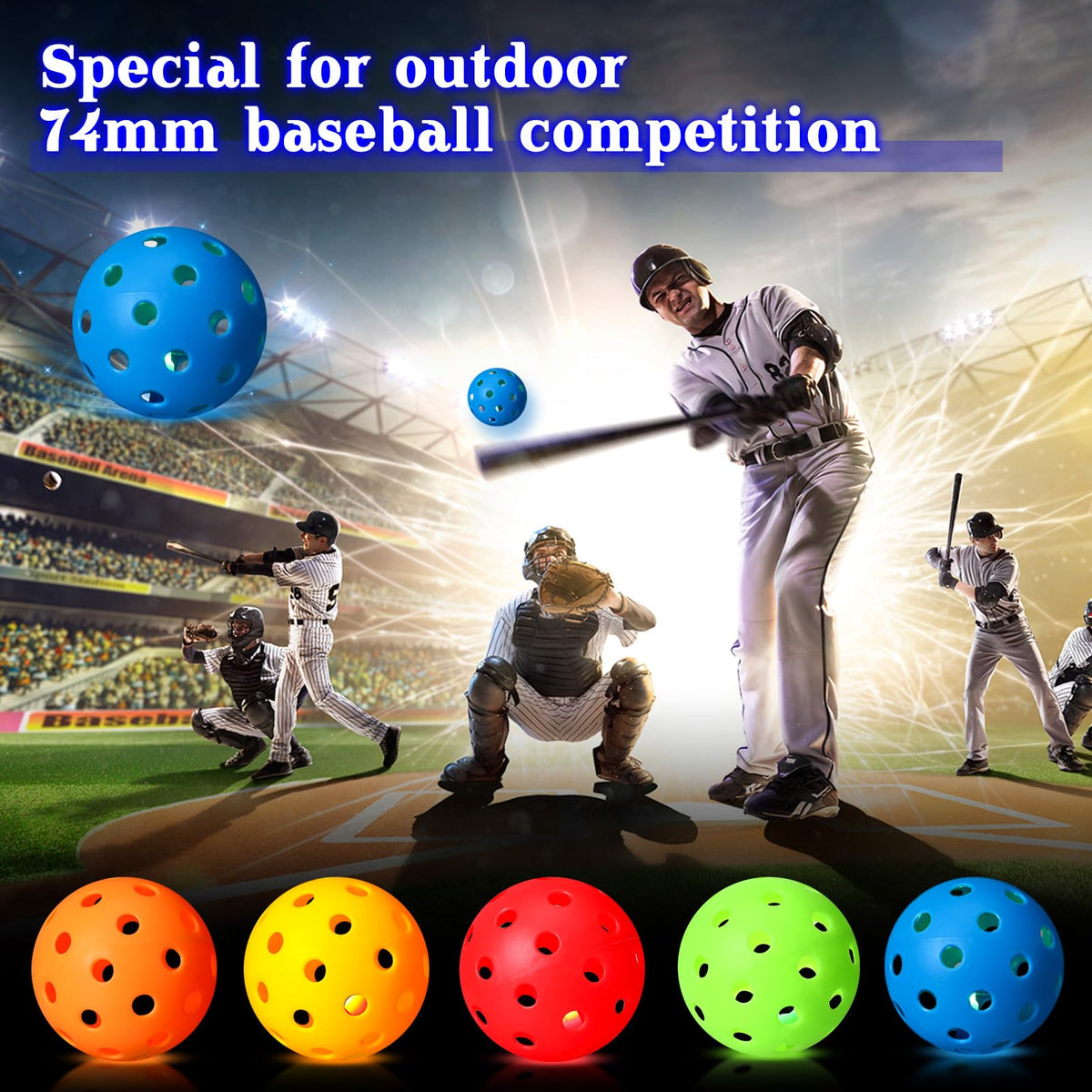 Arrowbash 10-pack practice balls in red, yellow, blue, green, orange.