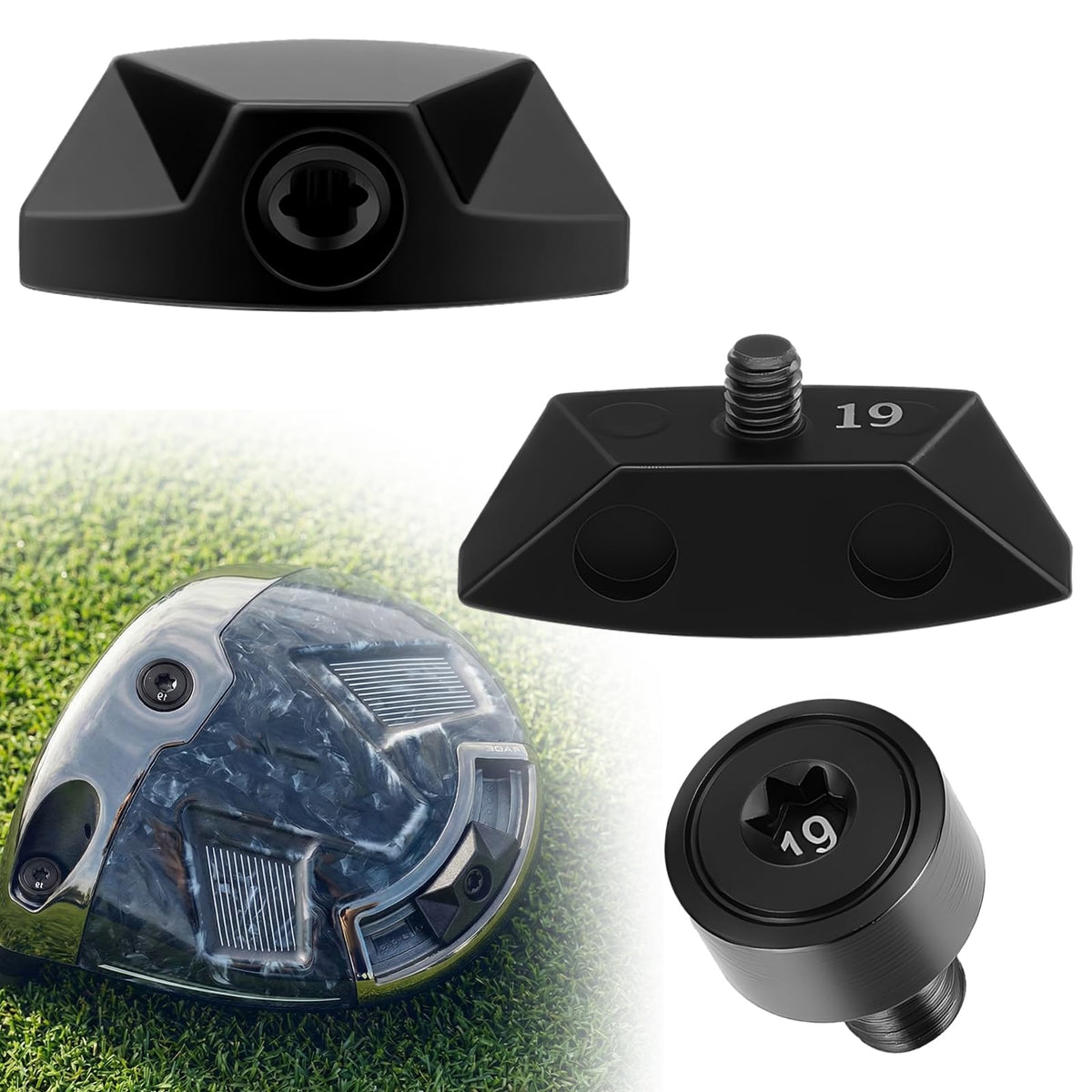 Arrowbash 19g golf weight on Elyte driver shows compatibility and balance tuning