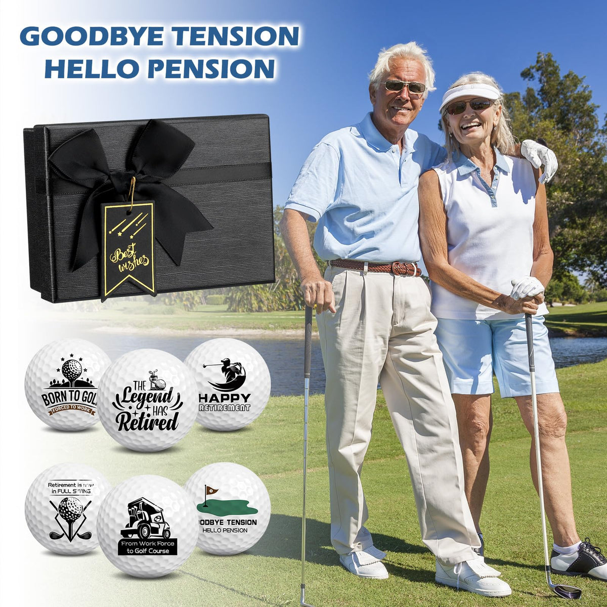 Arrowbash ball with Born to Golf, Forced to Work design for humorous retirement
