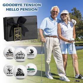 Arrowbash ball with Born to Golf, Forced to Work design for humorous retirement