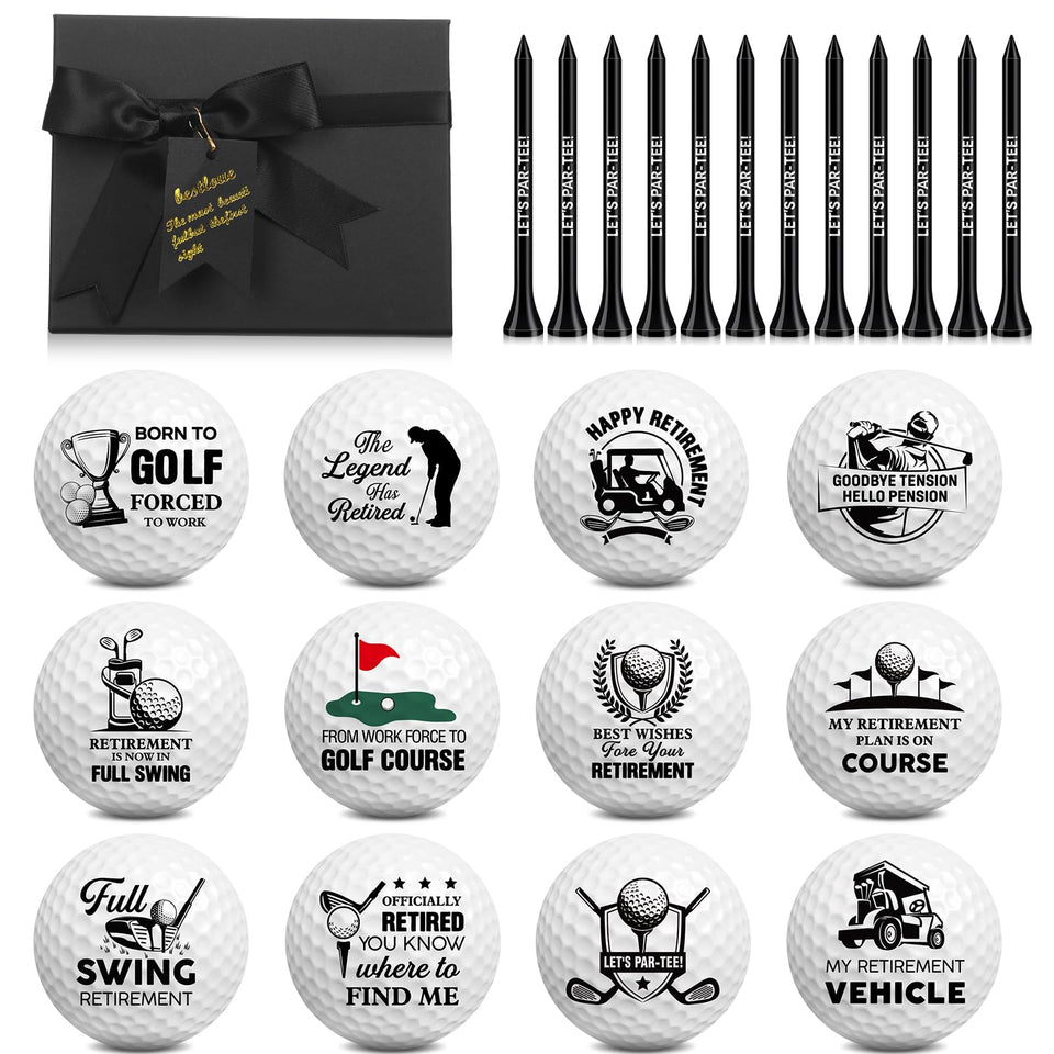 Arrowbash retirement golf balls 12-pack with humorous quotes for golfers