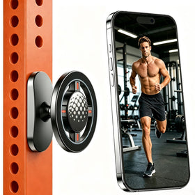 Arsatbs magnetic phone holder on a gym base ensuring a secure grip during workouts.