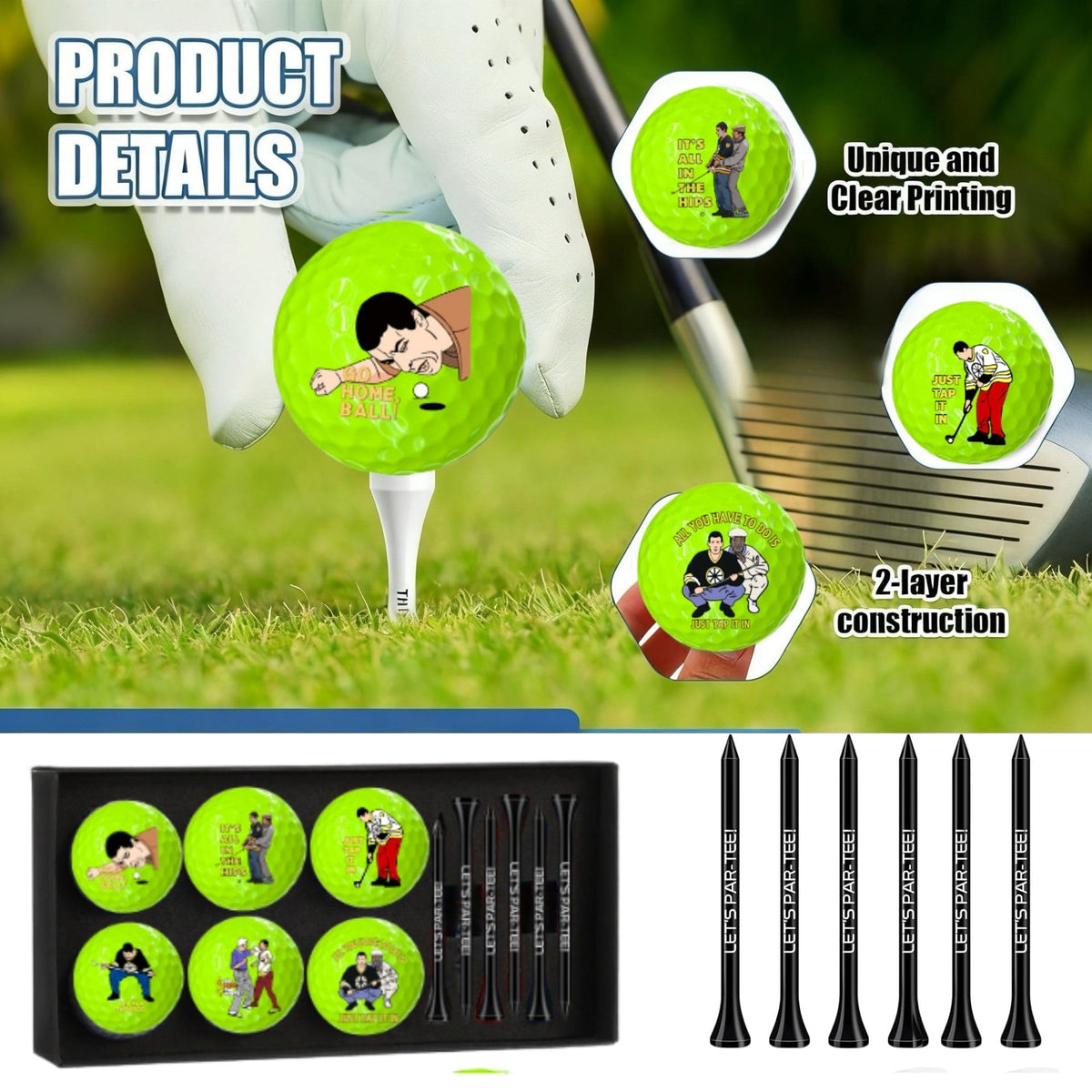 Artpreti golf balls sized 1.68 inches for an authentic feel