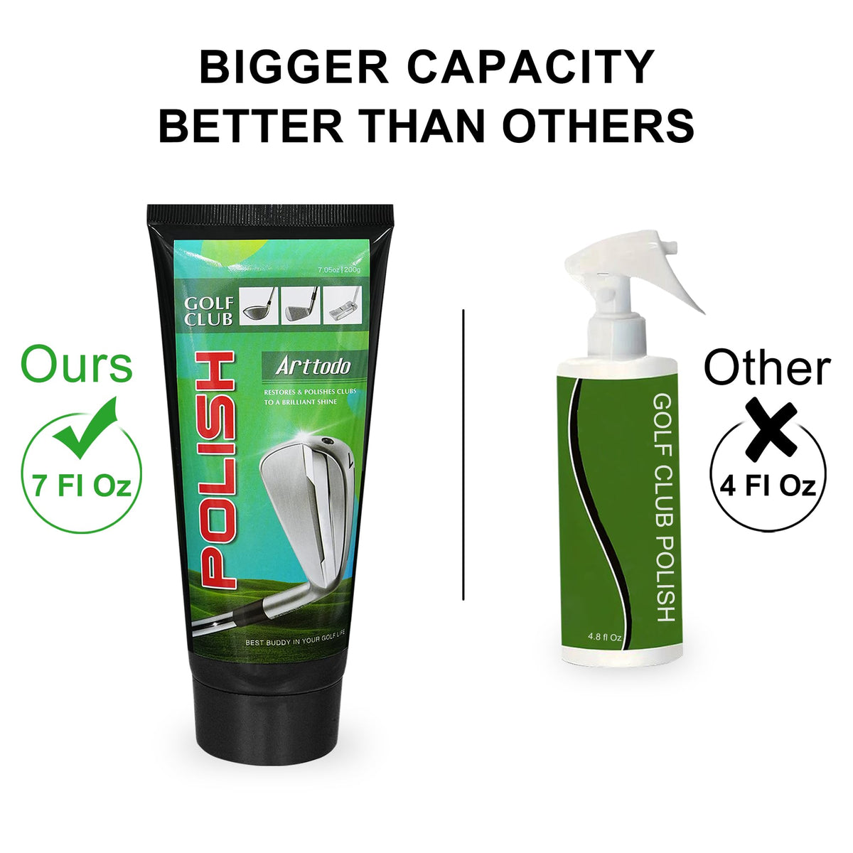 Arttodo golf club cleaner is easy to use with a towel buff.