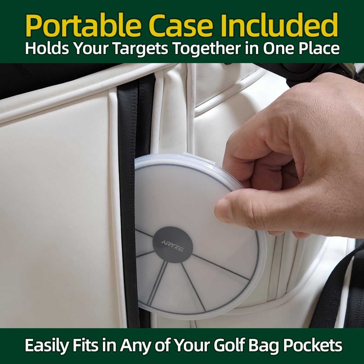 ARYZE Ghost Hole Putting Target flat disc design provides stable setup on any surface.