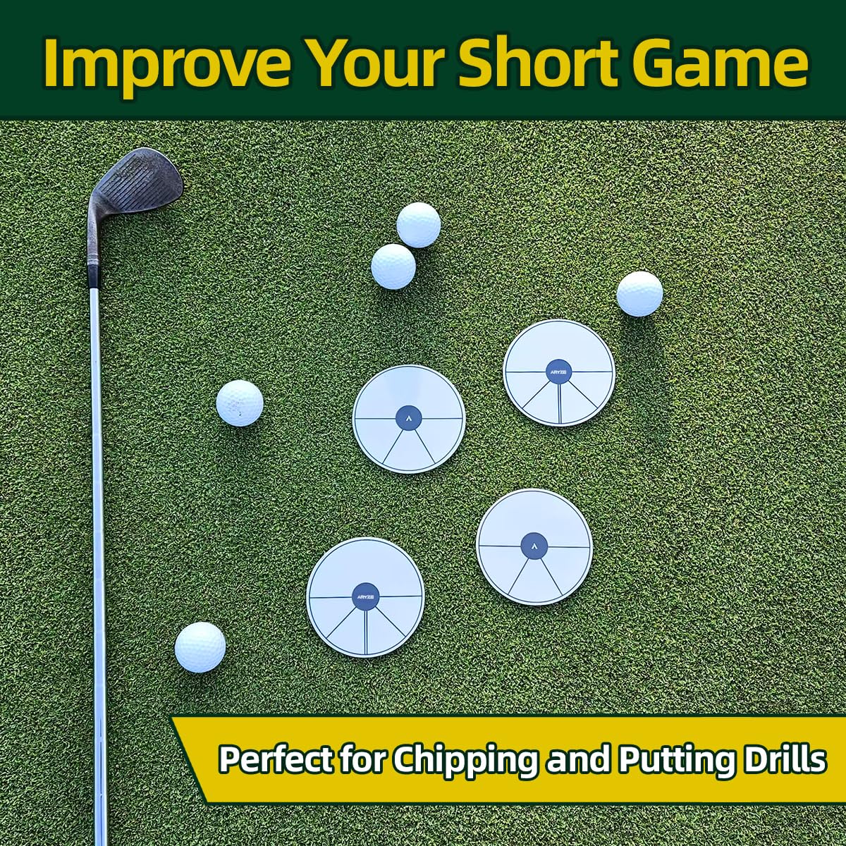ARYZE Ghost Hole Putting Target official size 4.25 inch hole reference for realistic practice.