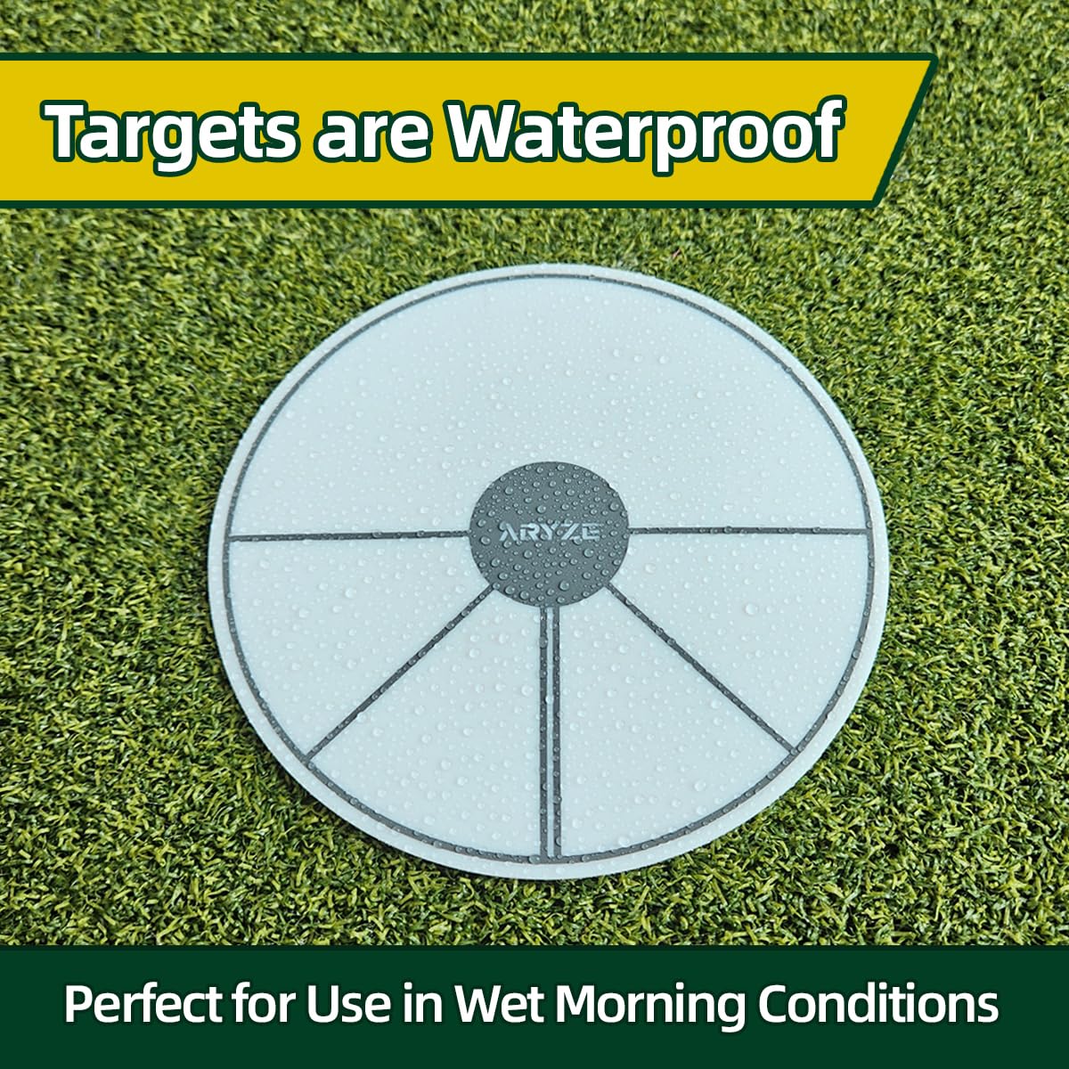 ARYZE Ghost Hole Putting Target waterproof material withstands rain and outdoor sessions.