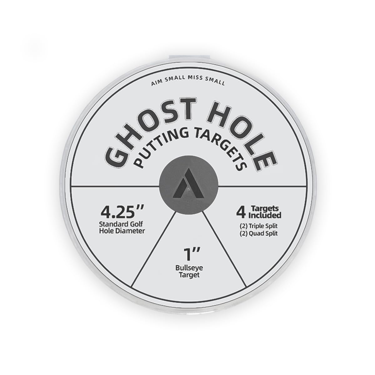 ARYZE Ghost Hole Putting Target white 4-pack for official-size practice on any surface.